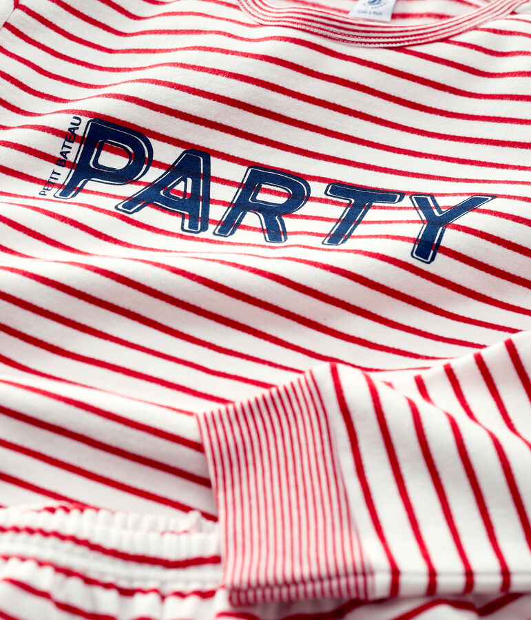 Unisex Red Striped Fleece Pyjamas white/red